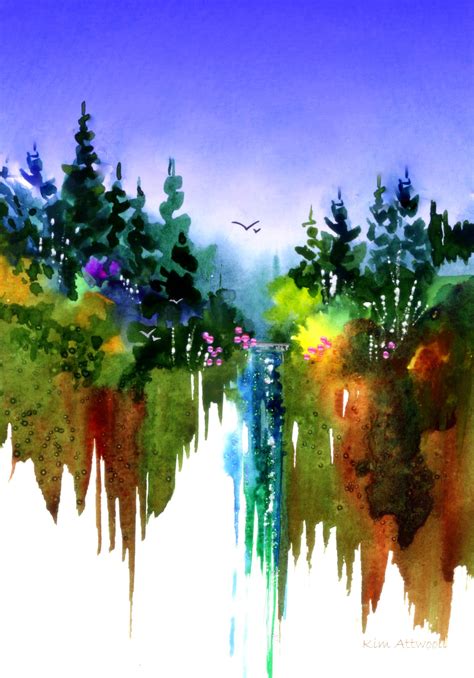 Waterfall Watercolor By Kim Attwooll Art Painting Watercolor Art