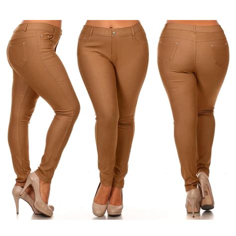 Alltopbargains 12 Pc Lot Womens Plus Size Pants Jeggings Skinny Jeans Look Stretch Khaki Tan