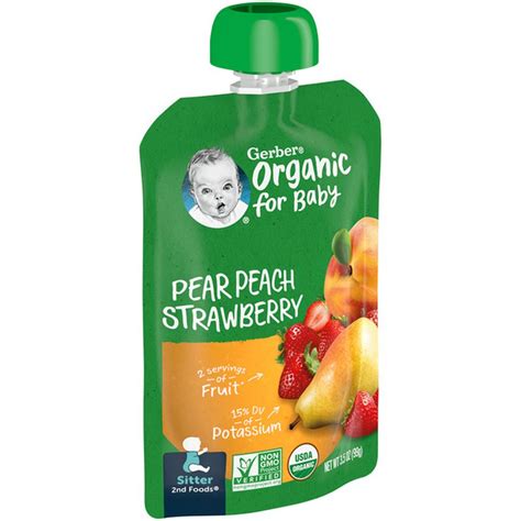 Gerber Organic For Baby Pear Peach Strawberry Baby Food 35 Oz