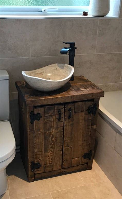 New Solid Wood Vanity Basin Unit Handmade From Chunky Solid Pine Boards