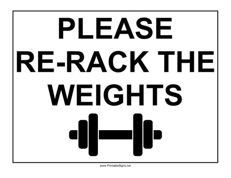 Re Rack Weights Sign Template Download Printable Pdf Templateroller