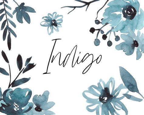 Watercolor Indigo Flowers Clip Art Handpainted Digital Clipart Leave