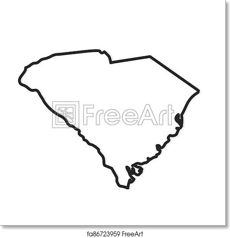 Free Art Print Of Black Outline Map Of South Carolina Us State