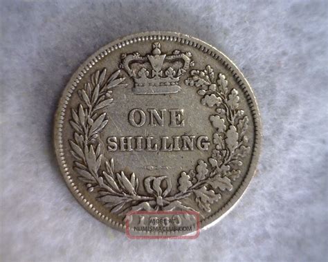 Great Britain Shilling 1860 Fine Silver Coin Stock 0751