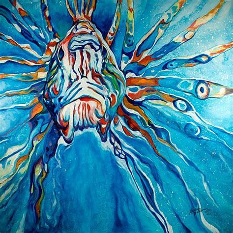 Acrylic on stretched canvas, 36x48 inches by j. LION FISH ABSTRACT COMMISSION - by Marcia Baldwin from ...