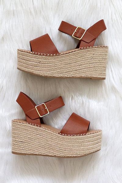 Espadrille High Platform Wedge Sandals With Ankle Strap Tan Brown