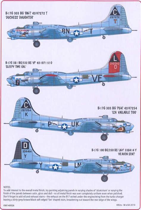 Kits World Decals 148 B 17 Squadron Id Bomb Group Numbers