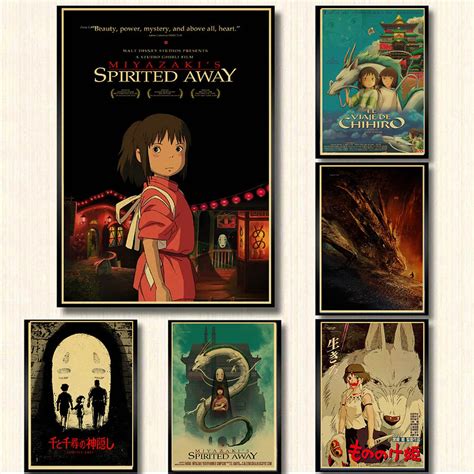 Spirited Away Movie Poster Japanese Hayao Miyazaki Anime Decorative