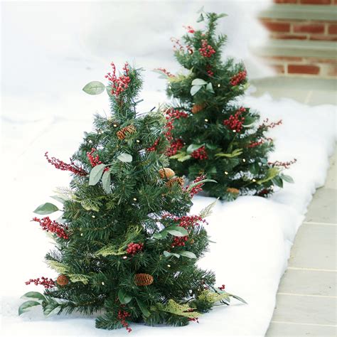 3 Pre Lit Decorated Stake Tree Outdoor Christmas Lighted Decorations