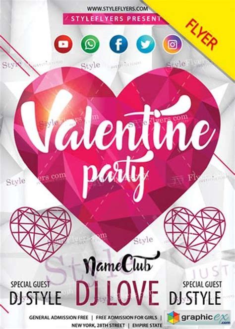 Valentine Party Psd V14 Flyer Template Free Download Vector Stock