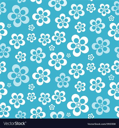 Abstract Retro Seamless Blue Flower Pattern Vector Image