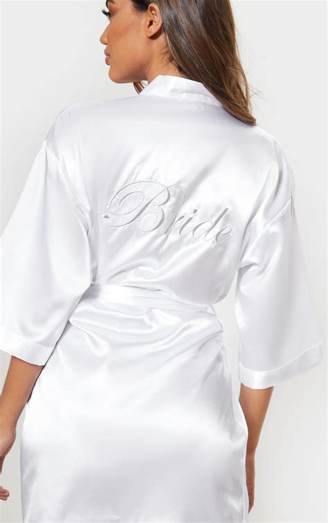 white satin bride robe nightwear and onesies prettylittlething qa