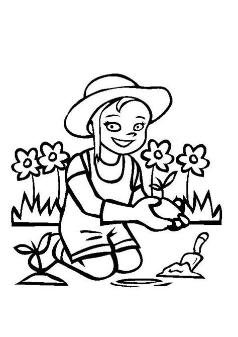 Pour répondre à toutes vos envies et tester les possibilités. Coloriage Une fille fait du jardinage dessin gratuit à ...