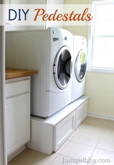 When using pedestals for a front load washer & dryer the height of the appliances will be approx 15 higher than normal. DIY Pedestals | Just a Girl Blog