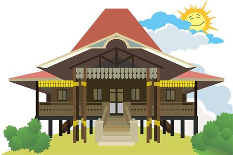 Lantai rumah memilih keramik warni putih sangat serasi dengan domonasi ekterior warna merah. Rumah Adat Cartoon - All Desain