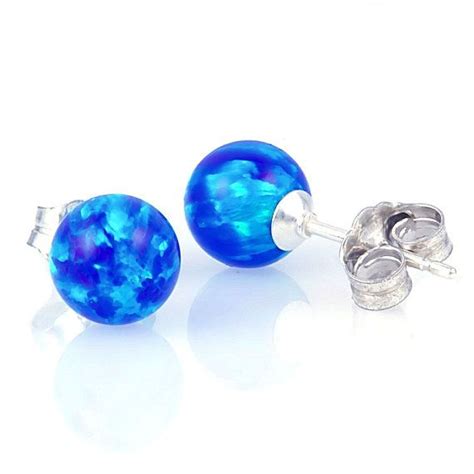 Mm Australian Pacific Blue Opal Ball Stud Post Earrings Etsy Blue