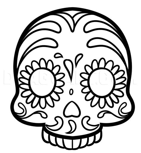 How To Draw A Sugar Skull Emoji Coloring Page Trace Drawing