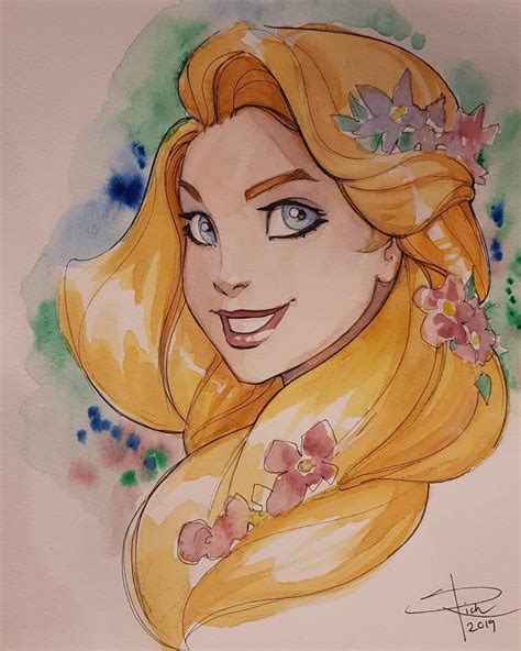 Sabine Rich On Instagram Rapunzel Watercolour Sketch From C2e2 💐🌸🌼