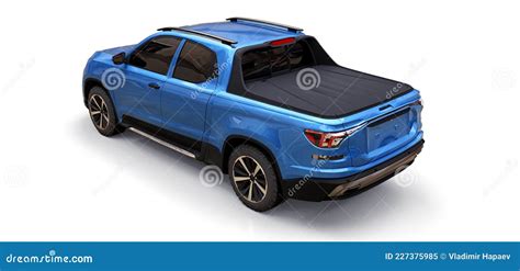 3d Illustration Of Blue Concept Cargo Pickup Truck On White Isolated