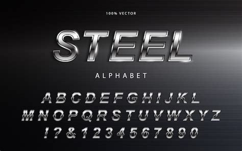Elegant Futuristic Silver 3d Metal Chrome Alphabet Font Premium Vector