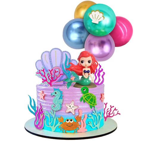 Buy 24pcs Mermaid Cake Topper Balloon Cake Toppers Under The Sea Cake