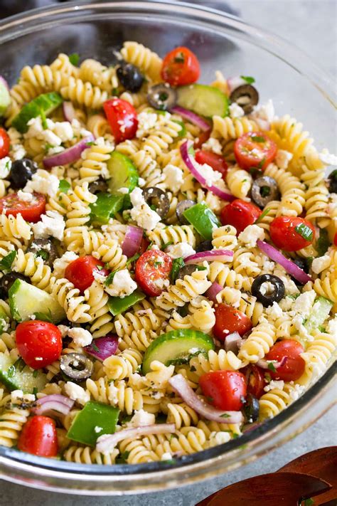 This recipe is vegetarian and can be made vegan if you omit the cheese. Greek Pasta Salad - Cooking Classy