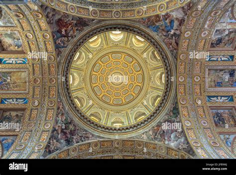 Interior Of The Immense Dome Of The Church Of Gesù Nuovo Naples