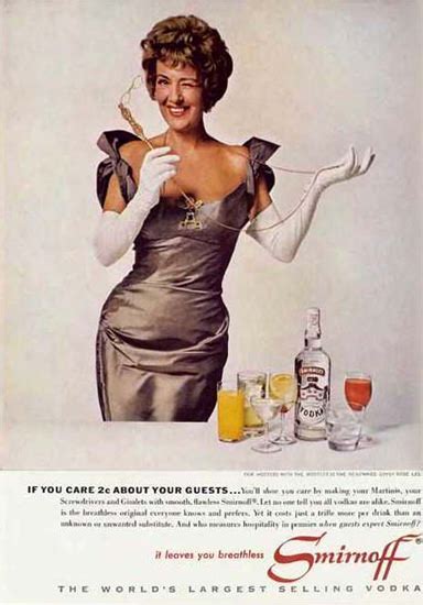 Smirnoff Vodka If You Care 2c About Gests 1962 Mad Men Art Vintage Ad Art Collection