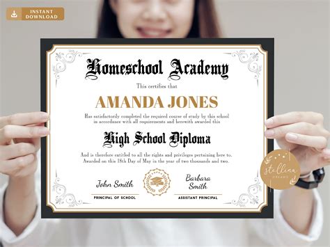 Editable High School Diploma Template Personalized Name High Etsy