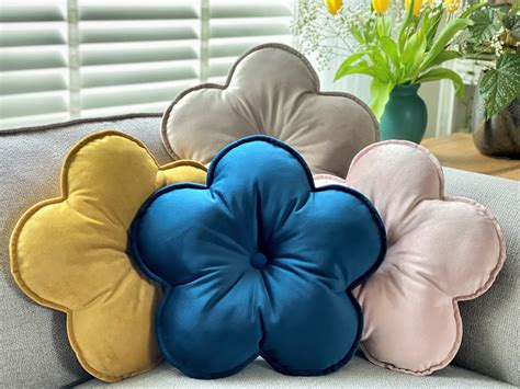 Velvet Flower Shaped Cushion Flower Shaped Pillow Decorative Etsy Uk
