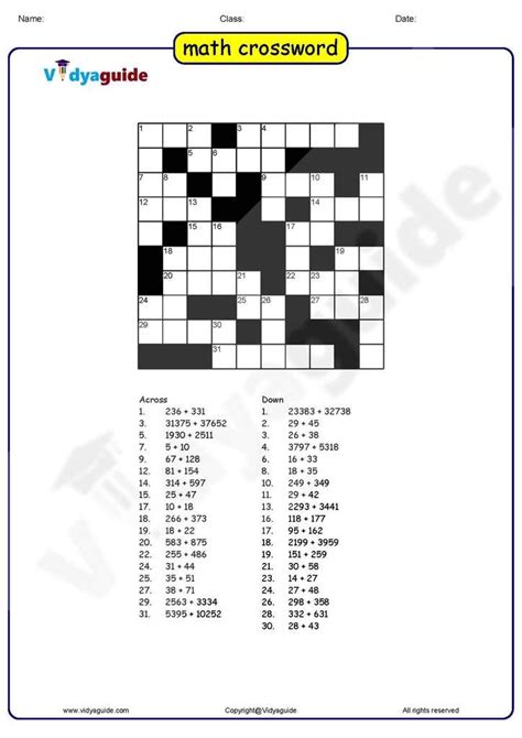Maths Crossword Puzzles On Real Numbers With Answers Crossword Puzzles