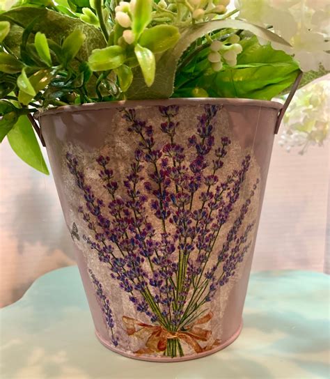 Metal Lavender Flower Bucket Etsy