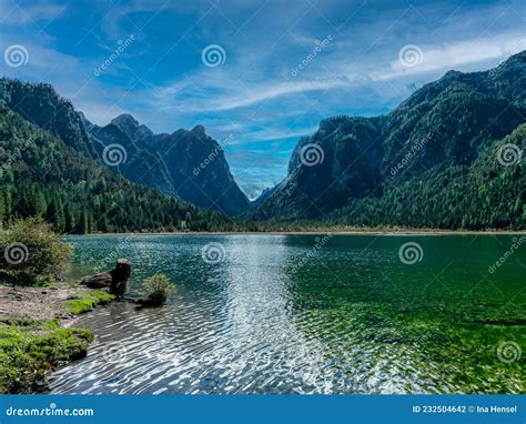 Lake Dobbiaco In The Italian Dolomites Stock Photo Image Of Famous