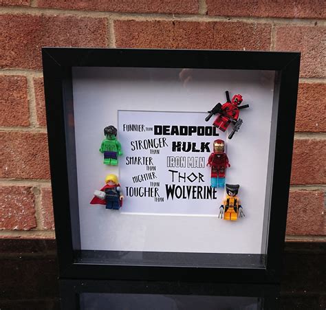 Superhero Shadow Box Frame Customise Heroes Minifigures Gift Daddy Dad For Him Father Day