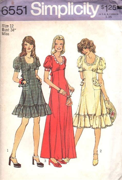 Simplicity 70s Retro Sewing Pattern 6551 Boho Hippie Style Etsy