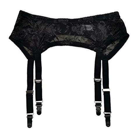 Womens Mysterious Sexy Black 4 Vintage Metal Clips Garter Belts For