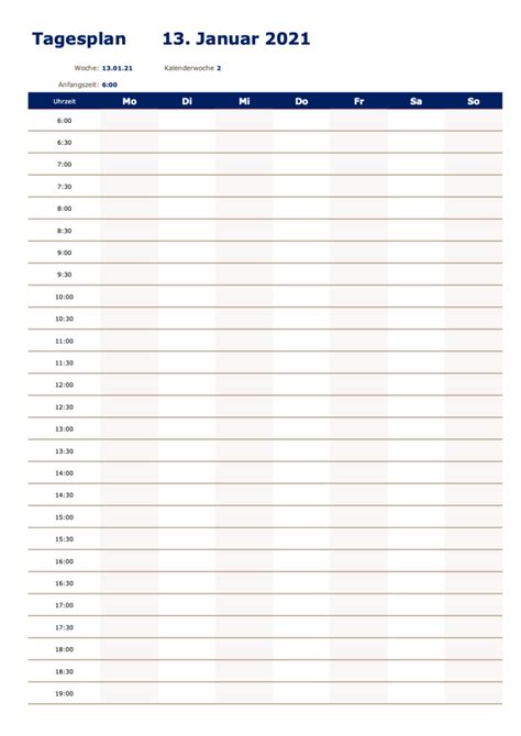 Tagesplan Vorlage Zum Ausdrucken Pdf And Excel Vorlage