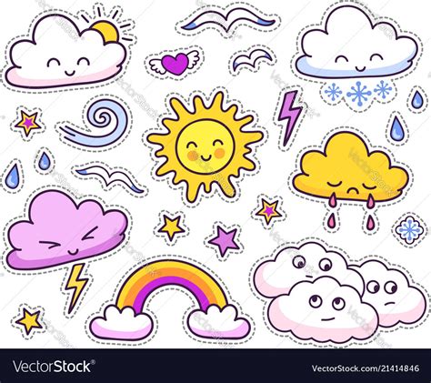 Cute Weather Forecast Cartoon Characters Vector Image