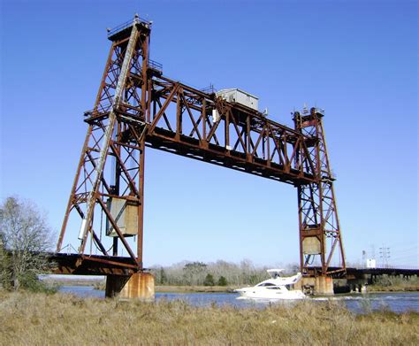 Truss Railroad Lift Bridge Over Cedar Bayou South Of Spur 55 Baytown