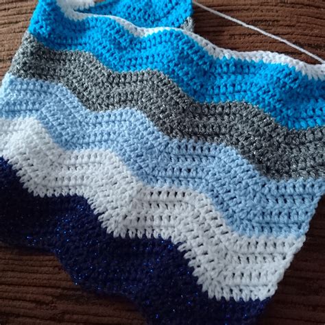 Game Schooling Mama Baby Boy Crochet Blue Ripple Blanket Attic 24 Pattern
