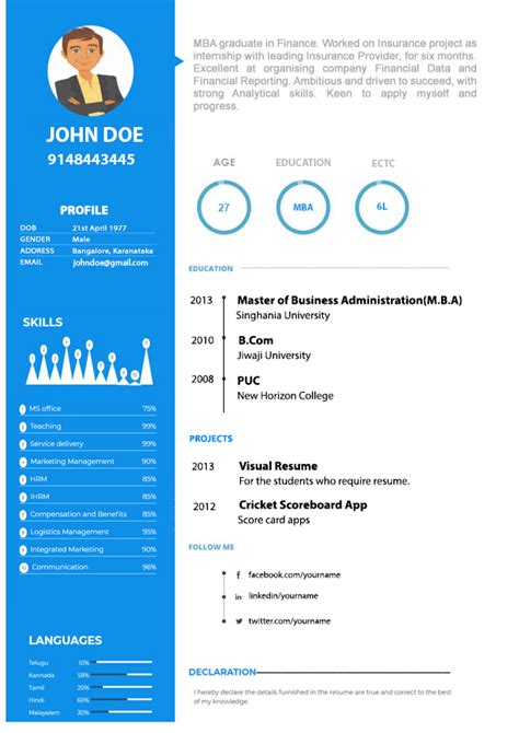 Resume formats for every stream namely computer science, it, electrical, electronics, mechanical, bca, mca, bsc and more with high impact content. Visual CV templates for freshers and experienced | Hullojobs