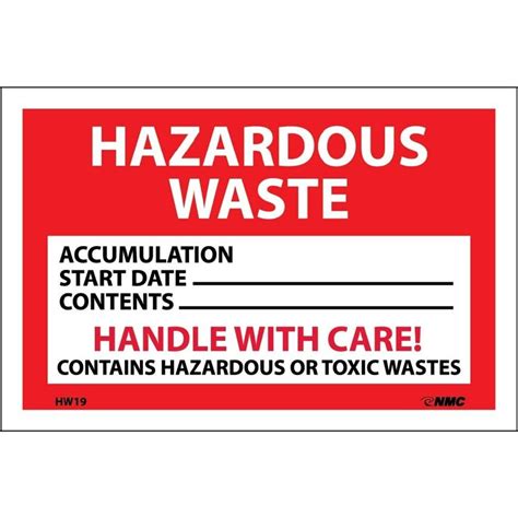 Nmc Hw Hazardous Waste Handle With Care Label X