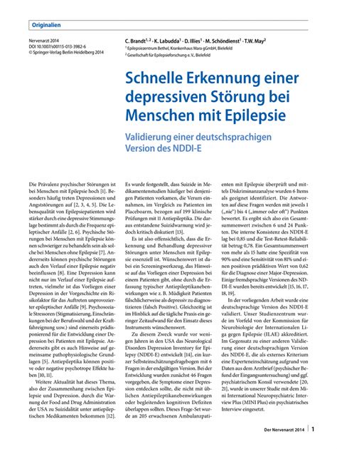 Epilepsie Und Depression Deutsche Epilepsievereinigung