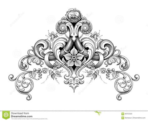An Ornate Design With Swirls And Scrolls On White Paper In The Shape