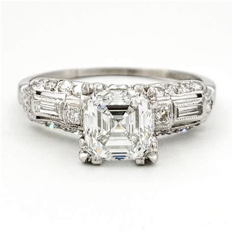 Vintage Platinum Engagement Ring With 101 Carat Asscher Cut Diamond Gia F Si1 Excalibur Jewelry