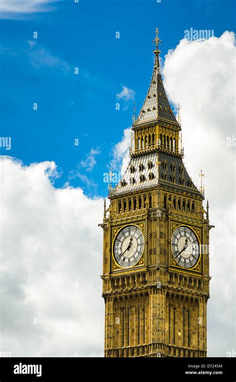Big Ben Closeup With Clouds London Uk Stock Photo Alamy