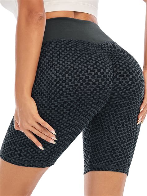 Sayfut High Waisted Workout Biker Shorts For Women Ruched Butt Lifting Yoga Shorts Tummy Control
