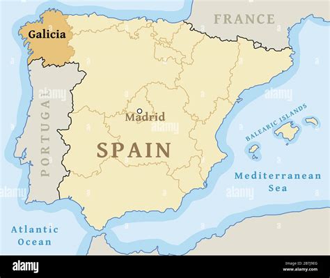 Galicia Autonomous Community Location Map Within Spain Vector
