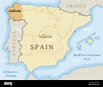 Galicia autonomous community location map within Spain. Vector ...