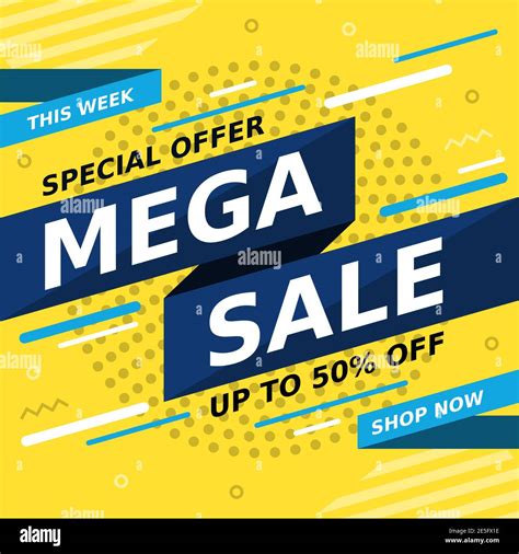 Mega Sale Banner Special Offer Template Up To 50 Percent Off Design